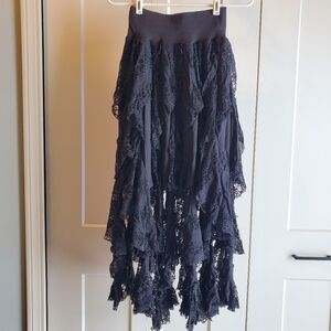 Elegant Gothic Black Lace Steampunk Skirt
